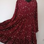 SHEIN bordó, kisvirágos gumis derekú MOLETTI fruha, kb. UK 18-20, XL, 46-48 fotó
