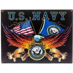 Vintage Dekor Fémtábla, dombornyomott 'U.S. NAVY' felirat, retro hangulatú kialakítás, ... fotó