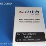 MTB Li-10B/12B BAT-051 980mAh tölthető akku Olympos gépekhez fotó