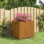 rozsda színű corten acél növénytartó lábbal 42 x 40 x 43 cm fotó
