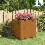 rozsda színű corten acél növénytartó lábbal 49 x 47 x 50 cm fotó
