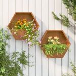 2 db rozsda színű corten acél fali növénytartó 46 x 10 x 40 cm fotó