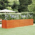 rozsda színű corten acél kerti magaságyás 400 x 80 x 77 cm fotó