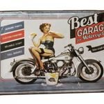 Vintage Dekor Fémtábla, dombornyomott, 'Best Garage for Motorcycles' felirat, retro han... fotó