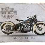 Vintage Dekor Fémtábla, dombornyomott, 'SPEED-KING MOTOR CYCLES MODEL EL 1936' felirat, ... fotó