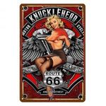 Vintage Dekor Fémtábla, dombornyomott 'Route 66 Knucklehead Motor Cycles' felirat, retr... fotó