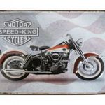 Vintage Dekor Fémtábla, dombornyomott, 'Speed-King Motor Cycles' felirat, retro hangula... fotó