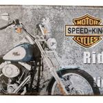 Vintage Dekor Fémtábla, dombornyomott, 'SPEED-KING MOTOR CYCLES Ride to live' felirat, ... fotó