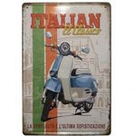 Vintage Dekor Fémtábla, dombornyomott 'Italian El Clásico' felirat és motorkerékpár, re... fotó