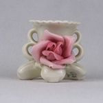 1U962 Régi kisméretű ENS porcelán gyertyatartó rózsa díszítéssel fotó