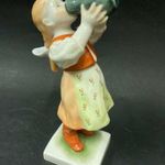 Herendi porcelán figura - " Kislány tejes csuporral " - Hibátlan, jelzett kézzel festett Herendi fotó