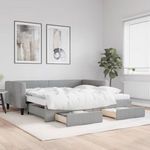 világosszürke kihúzható szövet heverő fiókokkal 100 x 200 cm fotó