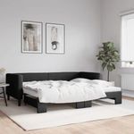 fekete kihúzható szövet heverő 90x200 cm fotó