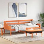 viaszbarna tömör fenyőfa kanapéágy matrac nélkül 90 x 200 cm fotó