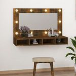 füstös tölgy színű tükrös szekrény LED-ekkel 90 x 31, 5 x 62 cm fotó