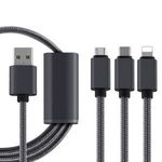 3 az 1-ben megtörhetetlen USB töltőkábel - Micro USB, USB C és Lightning csatlakozóval fotó