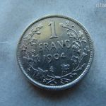 EZÜST BELGA 1 FRANC, 1904. 1 DB. 5 GR. fotó