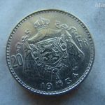EZÜST BELGA 20 FRANCS, 1934. 1 DB. 11 GR. BELGEN fotó