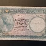 Belga Kongó 50 frank 1954 VF fotó