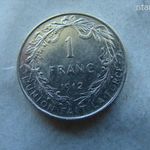 EZÜST BELGA 1 FRANC, 1912. 1 DB. 5 GR. fotó