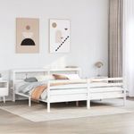fehér ágykeret fejtámlával matrac nélkül 200x200 cm fotó
