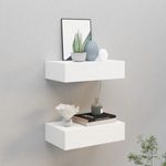 2 db fehér MDF falra szerelhető fiókos polc 40 x 23, 5 x 10 cm fotó