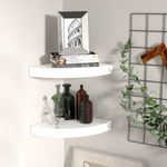 2 db magasfényű fehér MDF lebegő sarokpolc 25 x 25 x 3, 8 cm fotó