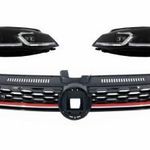 A központi jelvény nélküli hűtőrács VW Golf 7.5 VII Facelifthez (2017-től felfelé) LED-es fényszó... fotó