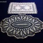 2db KÉZZEL HORGOLT CSIPKETERÍTŐ, TERÍTŐ, ASZTALKÖZÉP KOMÓD FUTÓ 56x39 cm, 46x29cm fotó