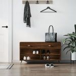 barna tölgy színű szerelt fa cipőpolc 102x35x55 cm fotó