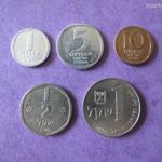 Izrael 1, 5 és 10 agorot, 1/2 és 1 sékel 1980-82-80-80-84 fotó