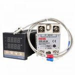Vezérlő HŐMÉRSÉKLET -SZABÁLYOZÓ digitális termosztát 220V 300 400 fok relé szondával 40A REX C100 pr fotó