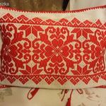 Régi, házi szövésű, beregi mintás díszpárnahuzat, 58x38 fotó