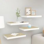 4 db tölgyszínű és fehér MDF lebegő fali polc 50 x 23 x 3, 8 cm fotó