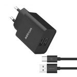 Astrum Pro Dual U24 hálózati töltő 2X USB, 10W, Type-C adatkábellel, fekete fotó
