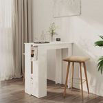 magasfényű fehér szerelt fa bárasztal polccal 102x50x103, 5 cm fotó