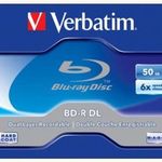 BD-R BluRay lemez, kétrétegű, 50GB, 6x, normál tok, VERBATIM fotó
