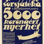 Tuszkay Márton (1884-1940), reklámgrafika, Színészek sorsjátéka, 1925, kisplakát, 30, 5x20, 7 cm.vil fotó