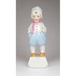 1C612 Régi orasz kék bugyogós porcelán baba figura 16 cm fotó