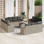 13 részes világosszürke polyrattan kerti ülőgarnitúra párnákkal fotó