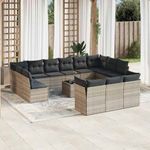 14 részes világosszürke polyrattan kerti ülőgarnitúra párnával fotó