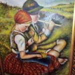 Csók István, gyerekek a réten, gyönyörű régi olajfestmény, 1 forintról, minimálár nélkül! fotó