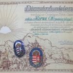 Második világháborús, Horthy Vitézi Rend Dicsérő Oklevél, Vitézi Jelvény! fotó