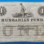 1852 -es Ropogós Emigrációs Kossuth Hungarian Fund. one dol. Szabadságharcos bankó Ritka! EF (L1818) fotó