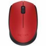 Egér, vezeték nélküli, optikai, közepes méret, USB, LOGITECH "M171", piros fotó