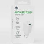 Forever LSR20-AC-00 hálózati töltő 1xUSB-A és 1xUSB-C csatlakozással 20W - fehér - Forever Recycling fotó