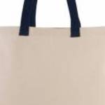 Uniszex Kimood KI0277 Flat Canvas Shopper With Contrast Handle -Egy méret, Natural/Navy fotó