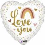 46 cm-es fehér szív Love you szívárványos-szíves fólia lufi fotó