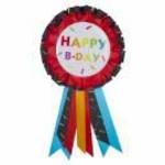 Happy B-day színes szalagos kitűző - 15 xm x 7, 5 cm fotó