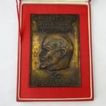 5922 Jelzett Lenin rézplakett emlékplakett 8x12 cm fotó
